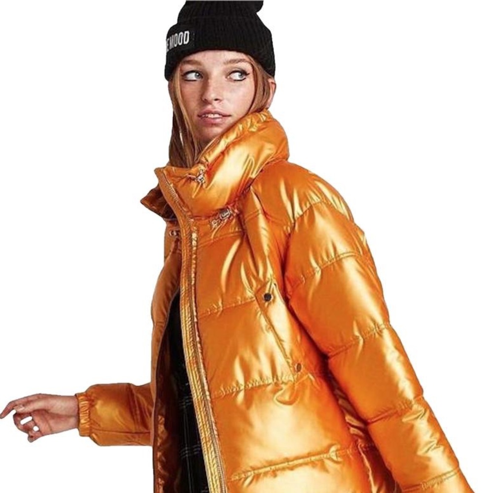 Gold Metallic Puffer Jacket Zara